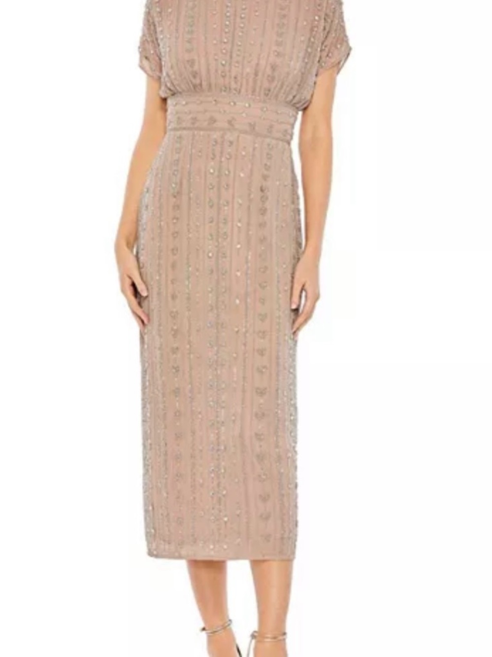 Mac Duggal Blush Beaded Midi Dress - Picture 4 of 4